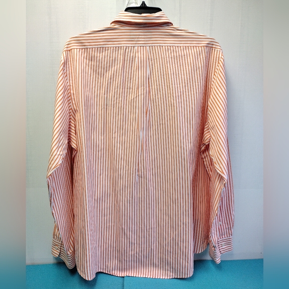Ralph Lauren 120's 2 Ply Men's Shirt Orange Striped Custom Fit - XXL - Picture 5 of 11